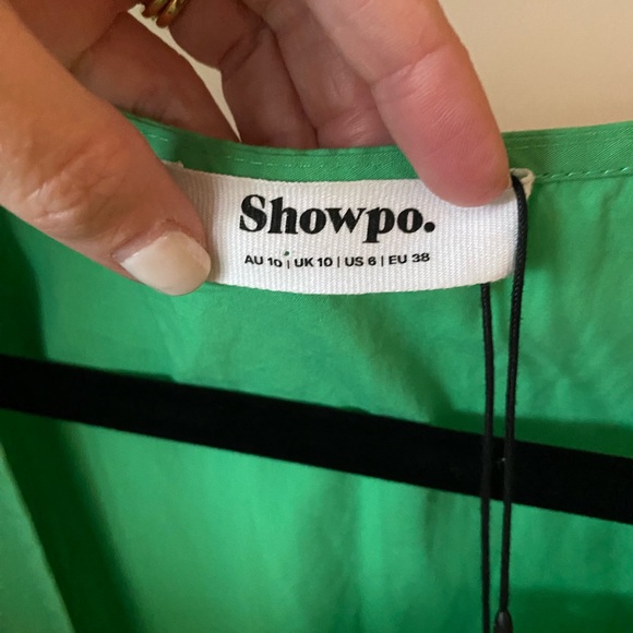 NWT Showpo Haydie Mini Dress-Plunge Neck Pleat Detail in Green-Size 6 - Picture 3 of 7